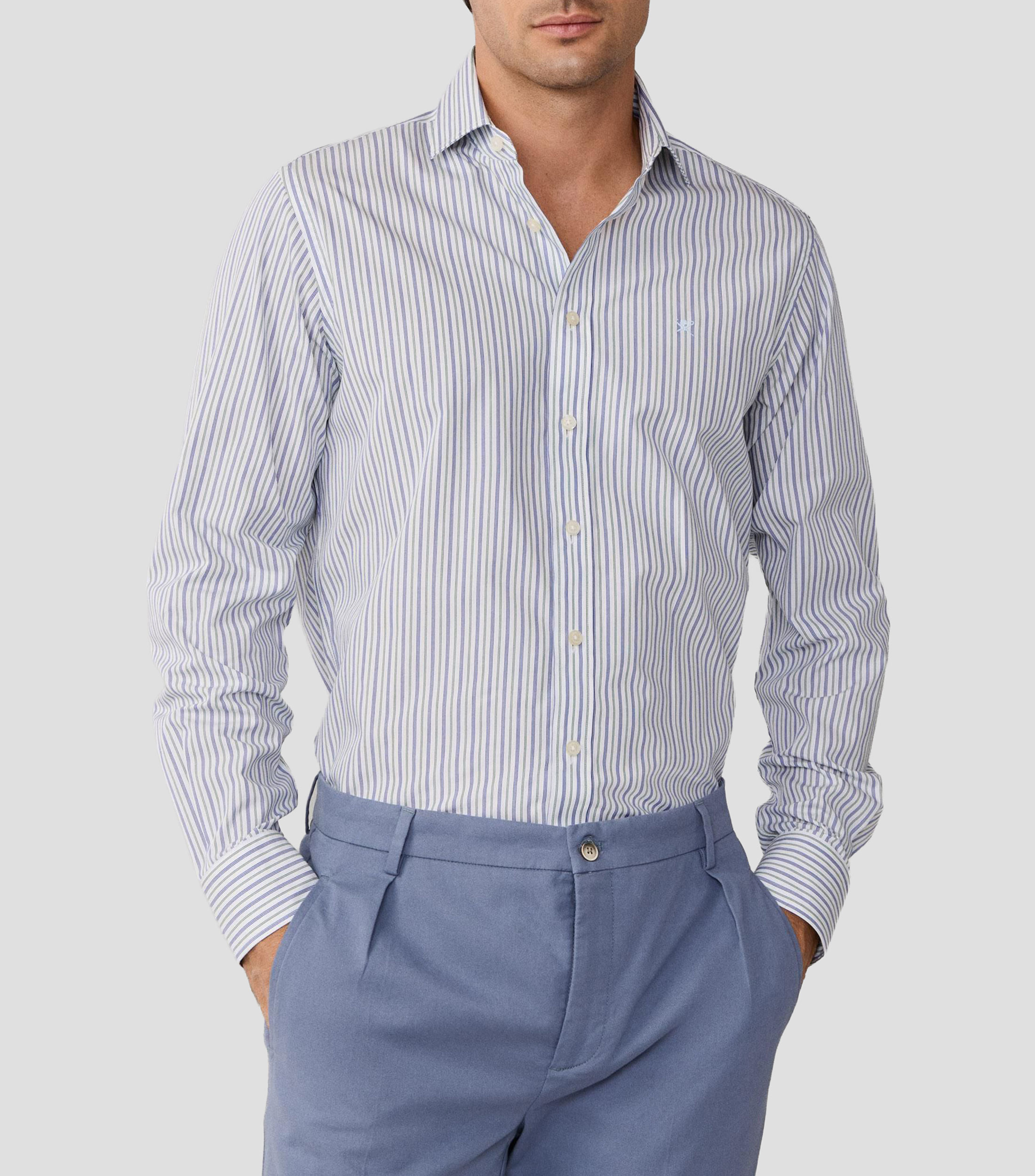 Camisa de rayas con manga larga Hombre